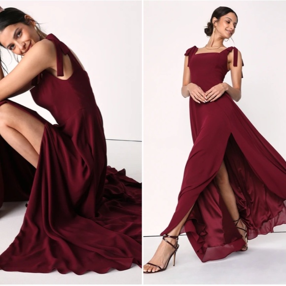 LULU's Prom Wedding Bridesmaid Flowy Romantic Sexy Chic Elegant Maxi Dress - Picture 6 of 8